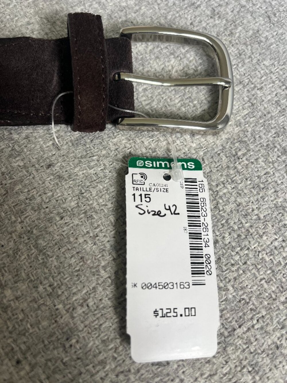 Men's Brown Belt.  Size:42. 80% cotton/10% cowhide.  NEW.  Retail:$125+tax
